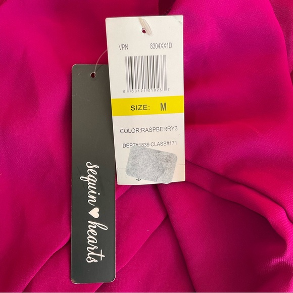 Sequin Hearts Raspberry Pink Dress Lace Trim Hem - NWT - Picture 7 of 8